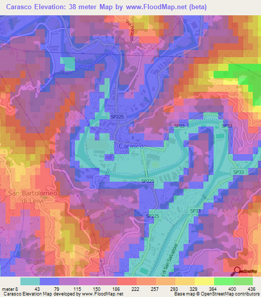 Carasco,Italy Elevation Map