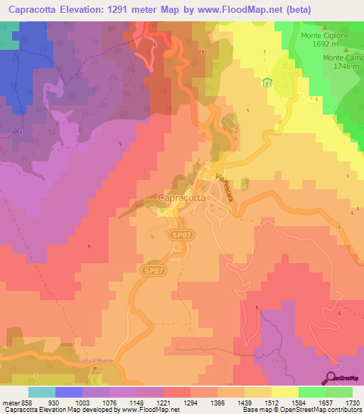 Capracotta,Italy Elevation Map