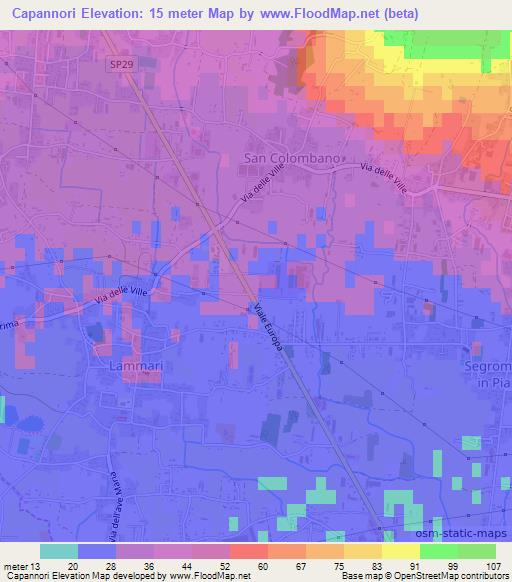 Capannori,Italy Elevation Map