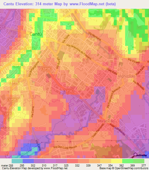 Cantu,Italy Elevation Map