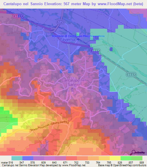 Cantalupo nel Sannio,Italy Elevation Map