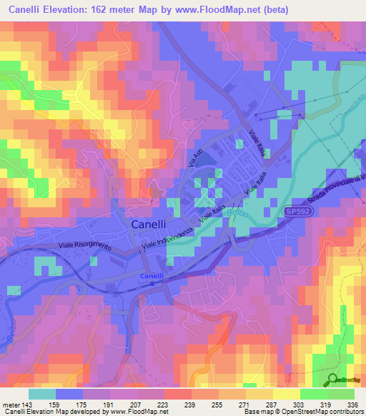 Canelli,Italy Elevation Map