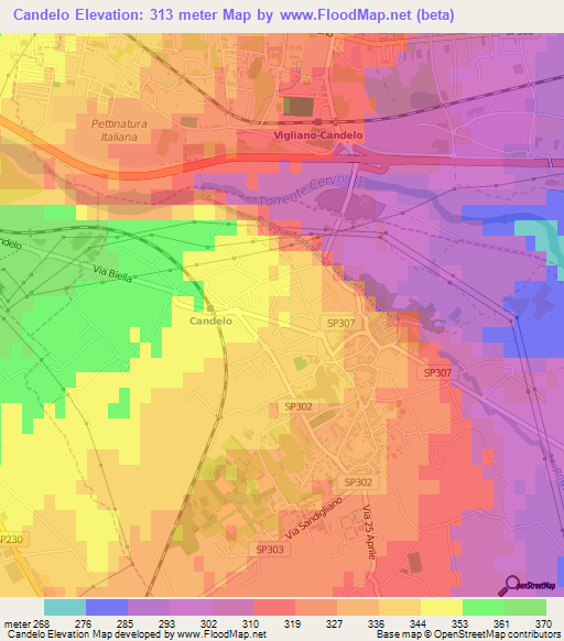 Candelo,Italy Elevation Map