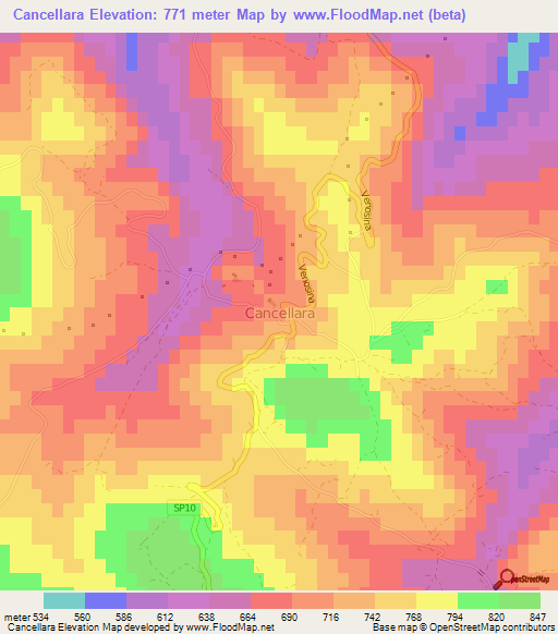 Cancellara,Italy Elevation Map