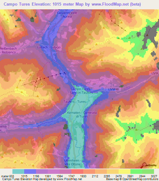 Campo Tures,Italy Elevation Map