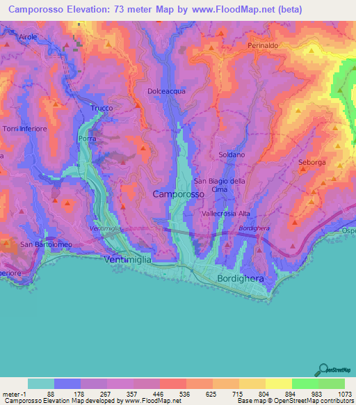 Camporosso,Italy Elevation Map