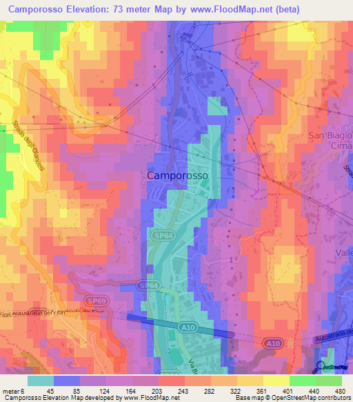 Camporosso,Italy Elevation Map