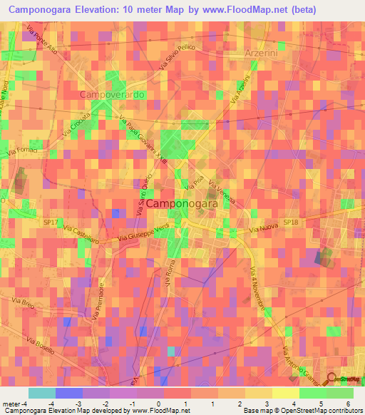 Camponogara,Italy Elevation Map