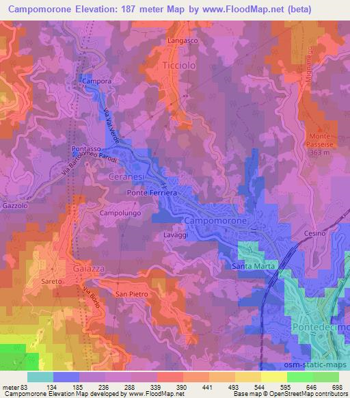 Campomorone,Italy Elevation Map