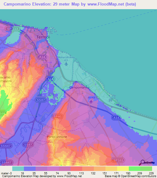 Campomarino,Italy Elevation Map