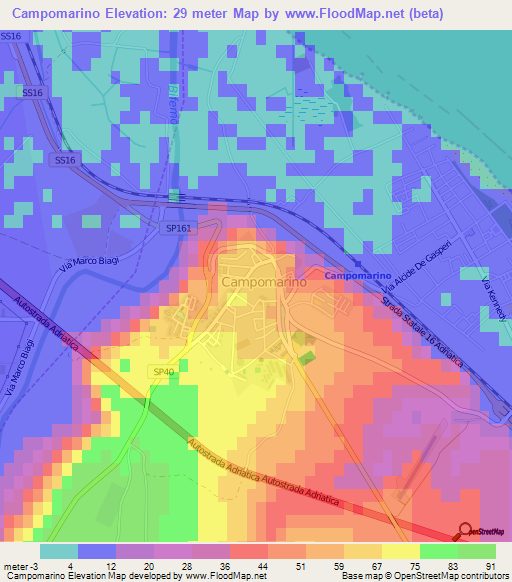 Campomarino,Italy Elevation Map