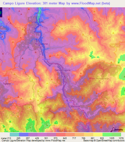 Campo Ligure,Italy Elevation Map