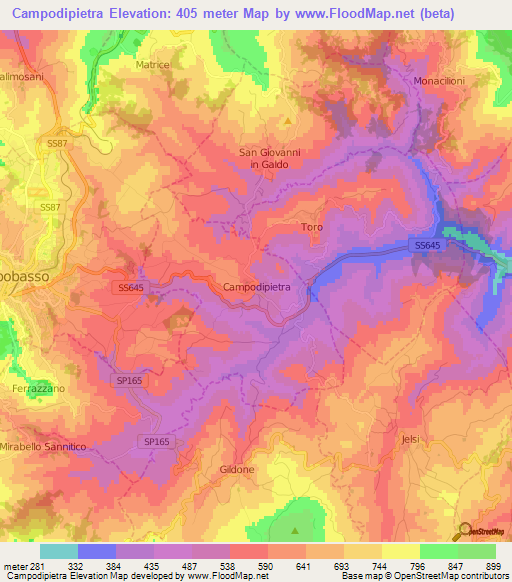 Campodipietra,Italy Elevation Map