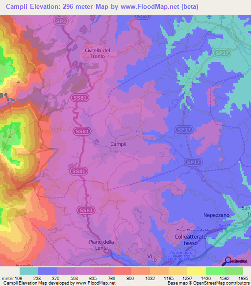 Campli,Italy Elevation Map