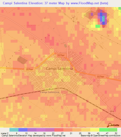 Campi Salentina,Italy Elevation Map