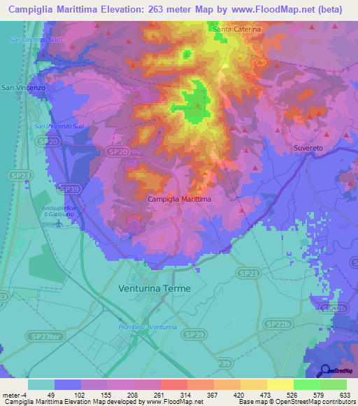 Campiglia Marittima,Italy Elevation Map