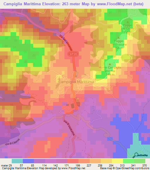 Campiglia Marittima,Italy Elevation Map