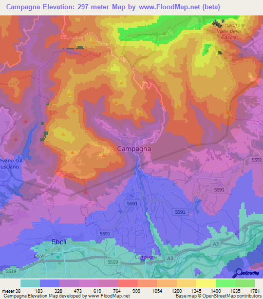 Campagna,Italy Elevation Map