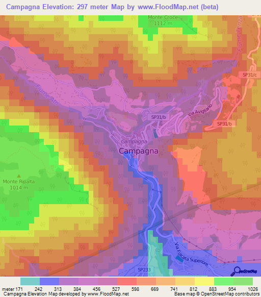 Campagna,Italy Elevation Map