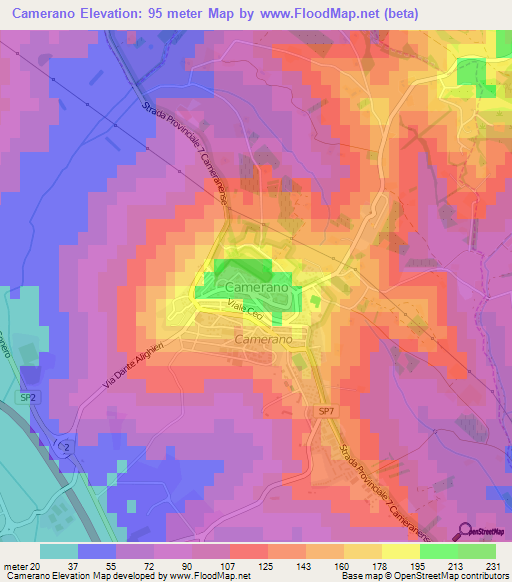 Camerano,Italy Elevation Map