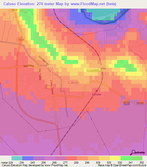 Caluso,Italy Elevation Map