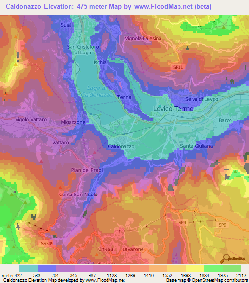 Caldonazzo,Italy Elevation Map