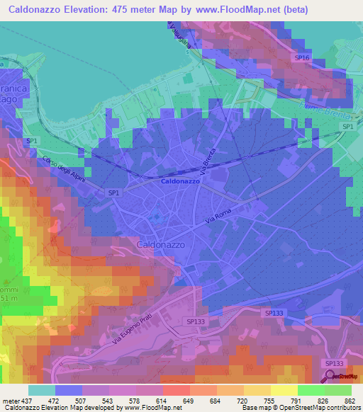 Caldonazzo,Italy Elevation Map