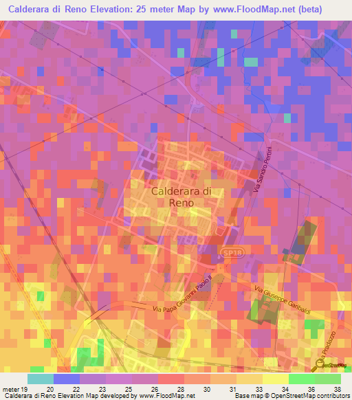 Calderara di Reno,Italy Elevation Map