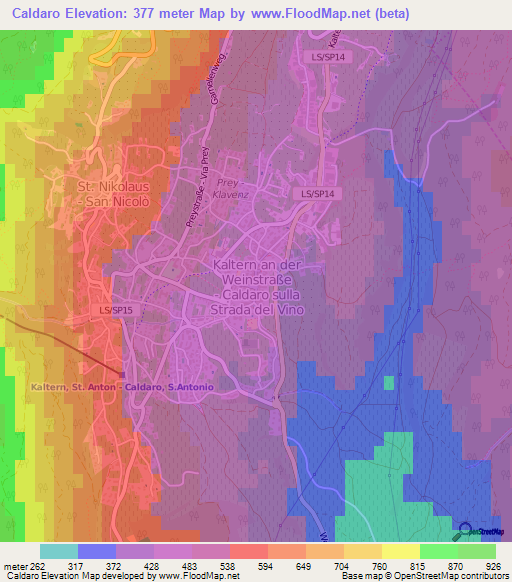 Caldaro,Italy Elevation Map