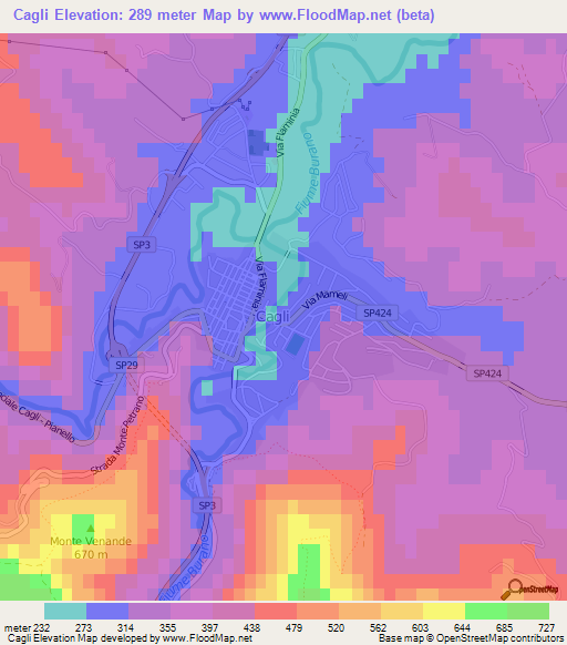 Cagli,Italy Elevation Map