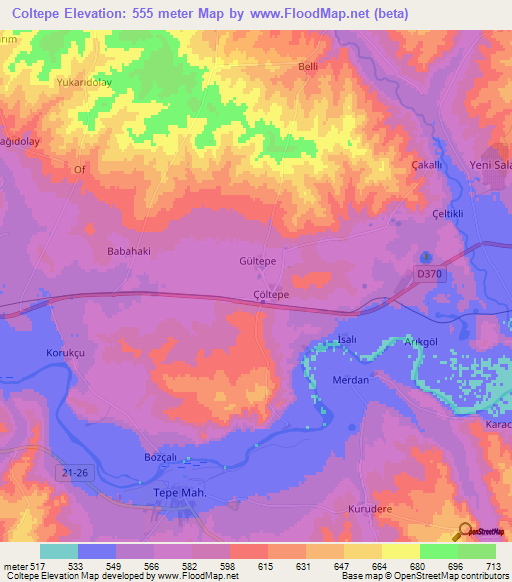 Coltepe,Turkey Elevation Map