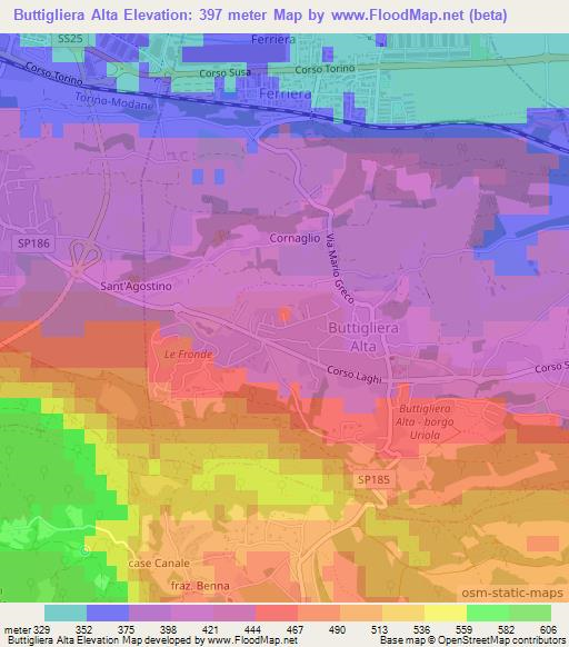Buttigliera Alta,Italy Elevation Map