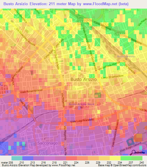 Busto Arsizio,Italy Elevation Map