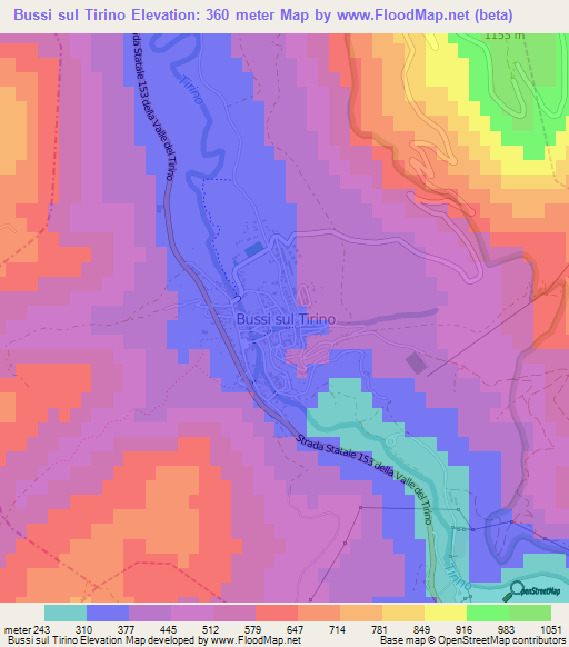 Bussi sul Tirino,Italy Elevation Map