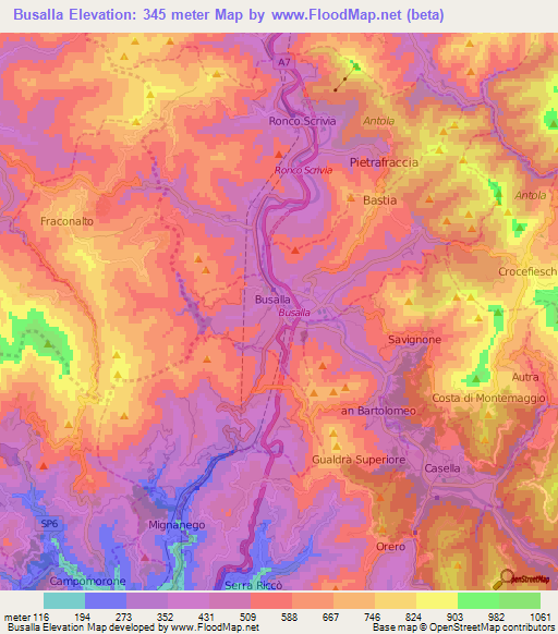 Busalla,Italy Elevation Map