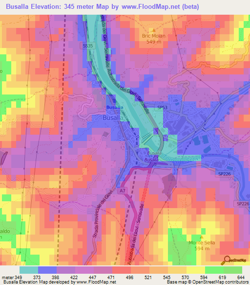 Busalla,Italy Elevation Map