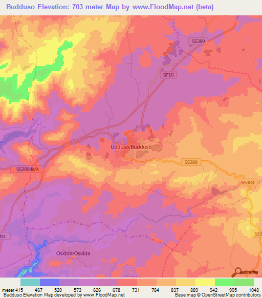 Budduso,Italy Elevation Map