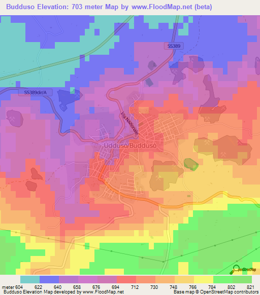 Budduso,Italy Elevation Map