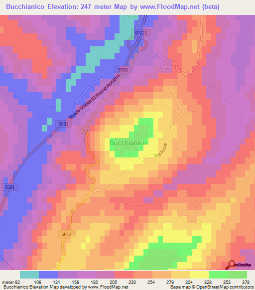 Bucchianico,Italy Elevation Map