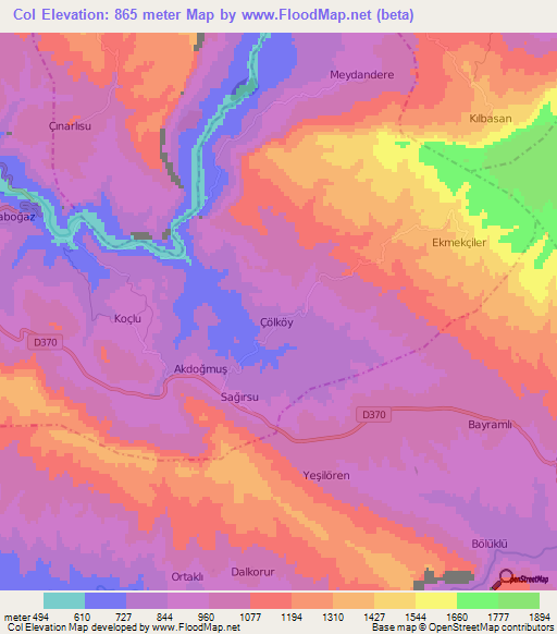 Col,Turkey Elevation Map