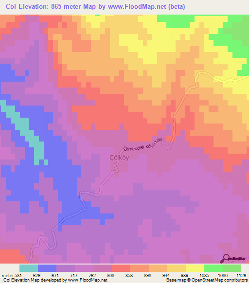 Col,Turkey Elevation Map