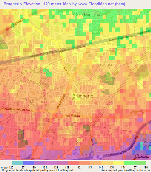 Brugherio,Italy Elevation Map