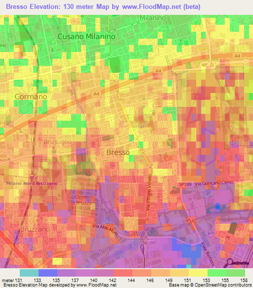 Bresso,Italy Elevation Map