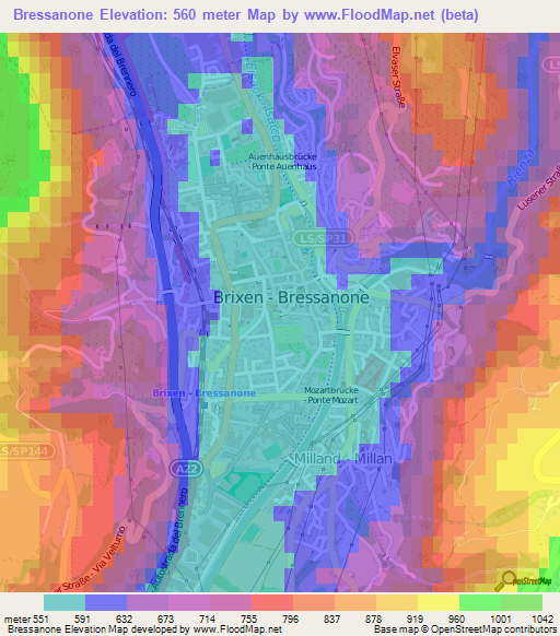 Bressanone,Italy Elevation Map