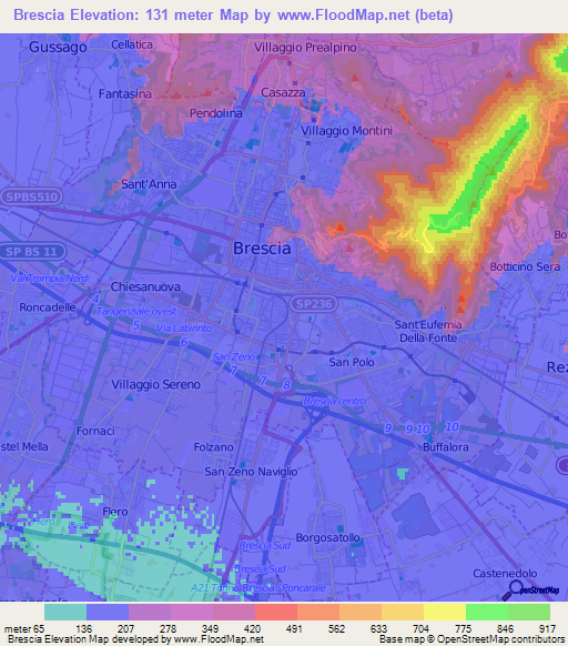 Brescia,Italy Elevation Map