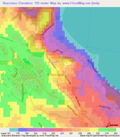 Bracciano,Italy Elevation Map