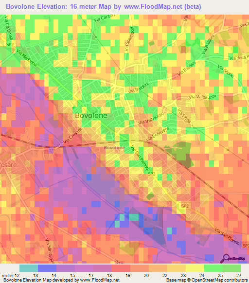 Bovolone,Italy Elevation Map