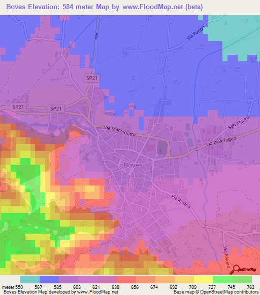 Boves,Italy Elevation Map