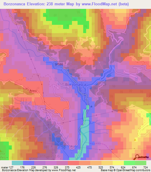 Borzonasca,Italy Elevation Map