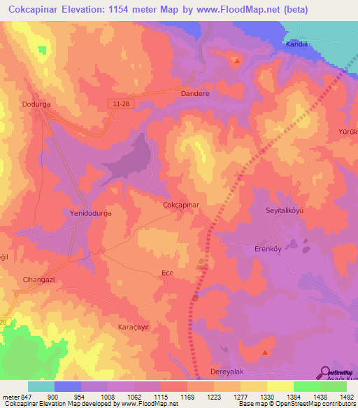 Cokcapinar,Turkey Elevation Map